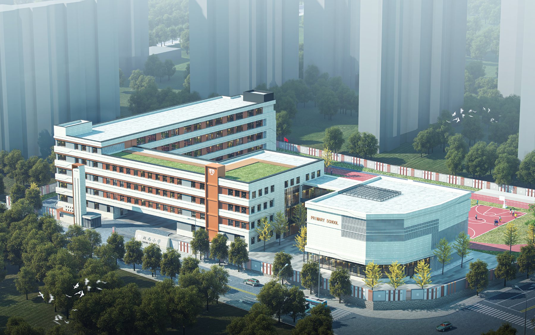 双西小学整体鸟瞰